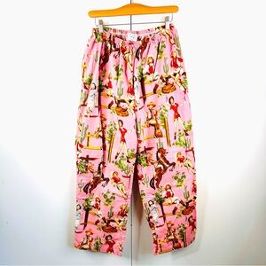 Piping Hot Pajamas Pink Cowgirl Western Vintage Retro Pinup Cotton Pajama Pants